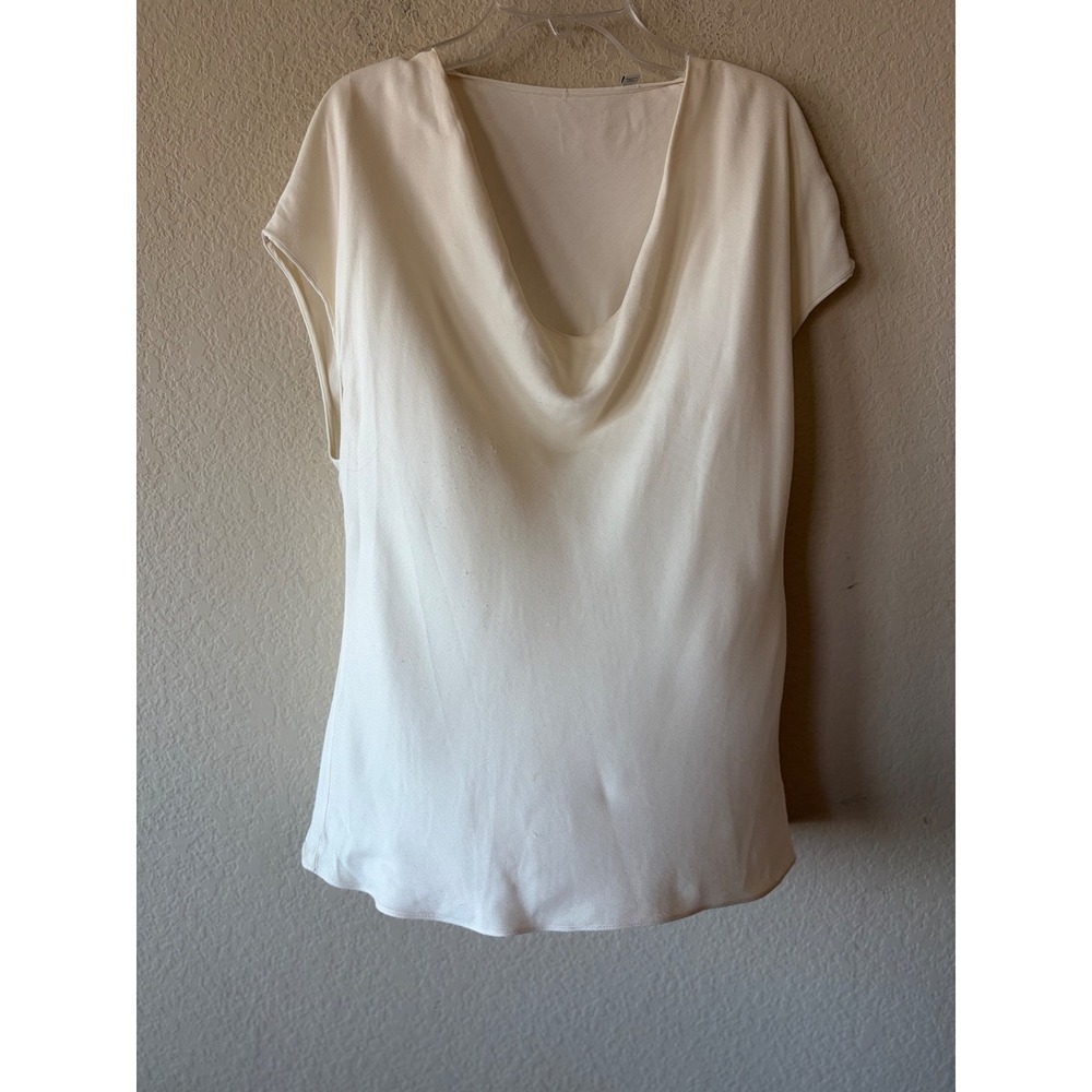 Vince Cowl Neck Blouse Cream Viscose Cap Sleeve Top V916812751 Size L